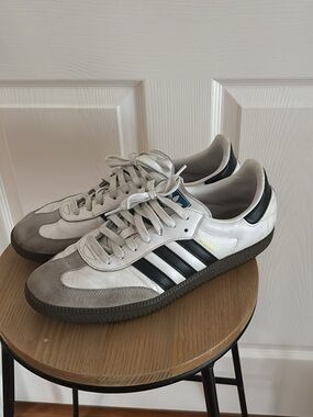 adidas Samba Retro Low-Top Sneakers in White, Black & Gray